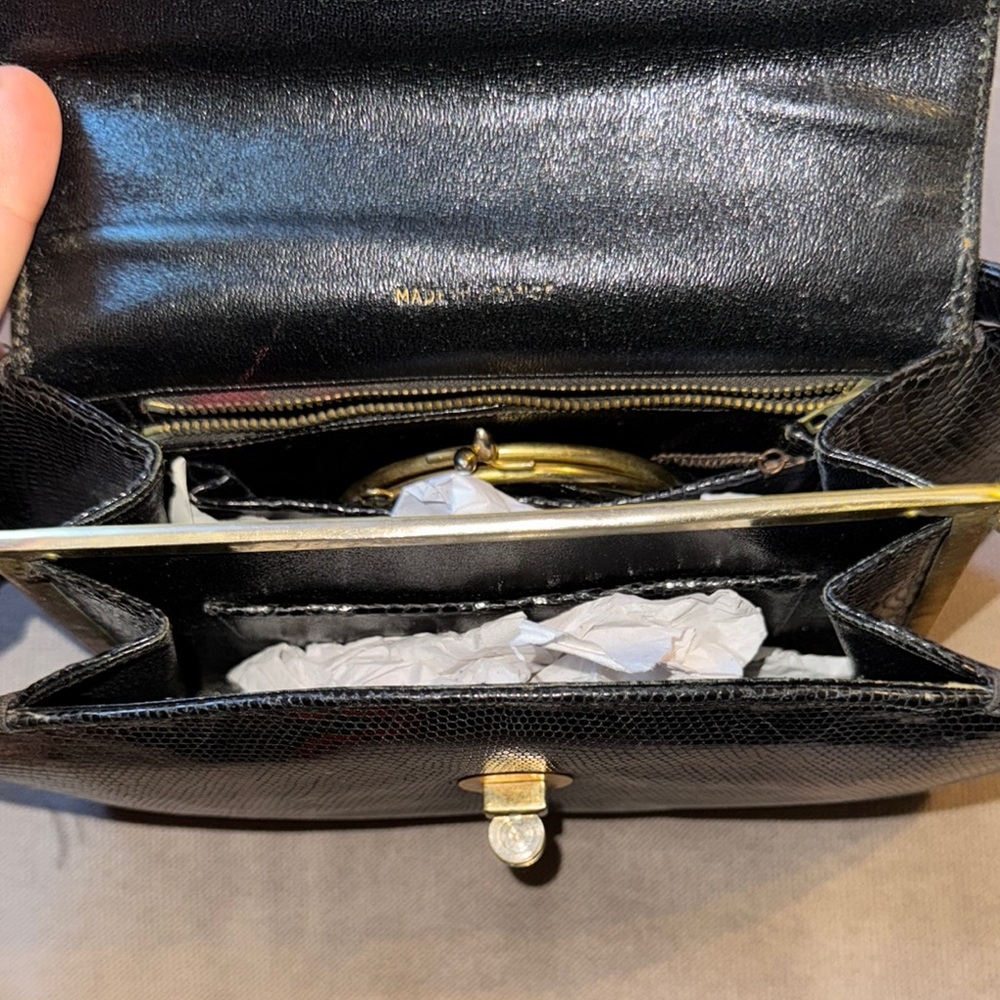 Vintage Black Reptile Leather Handbag - Picture 11 of 15